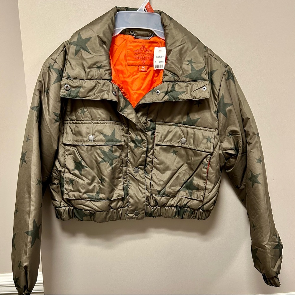 Jou Jou Khaki Star Pattern Puffer Jacket